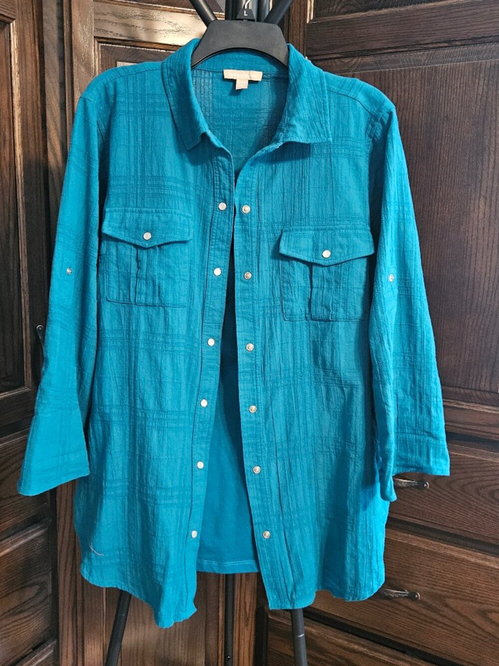 Woman Within Teal Tunic Shirt & Tank 2 Piece Set 18/20 L